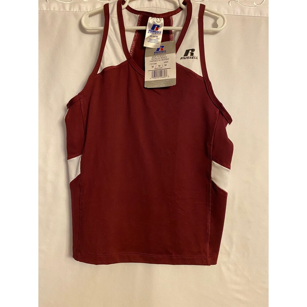 Russell Athletics Top Size M Racerback NWT Burgundy/White